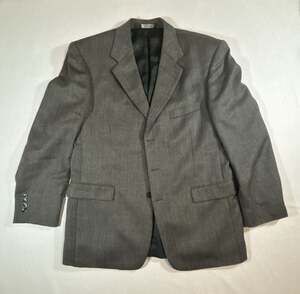Stafford Executive Gray Lambswool Cashmere Herringbone 3Button Sport Coat Blazer